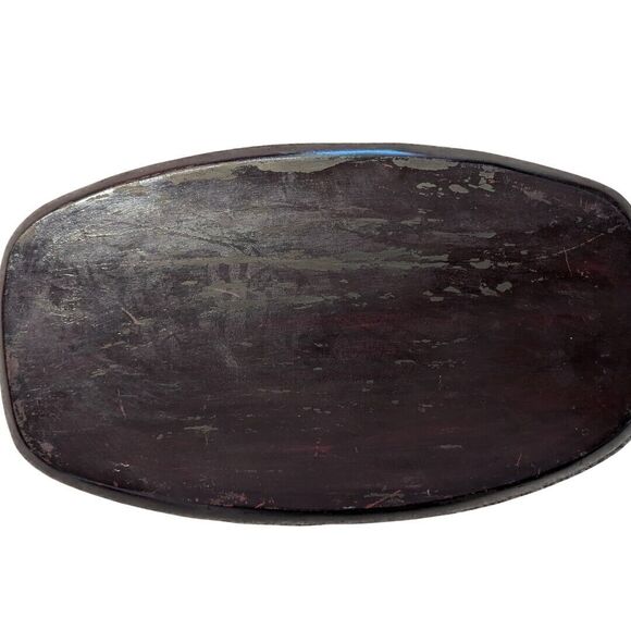 Vintage Hand-Carved Wooden Tray Floral Design Rustic Decorative Serving Plate - Picture 2 of 9